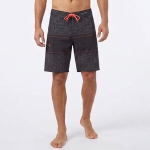 Imperial Motion Mens Geometric Board Shorts Black Neon Orange Size 32